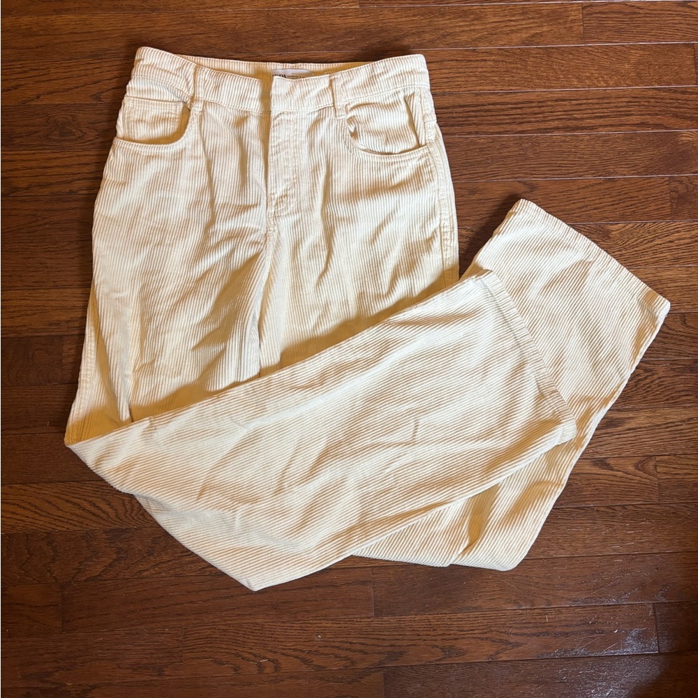 Zara Cream Corduroy Wide Leg Pants